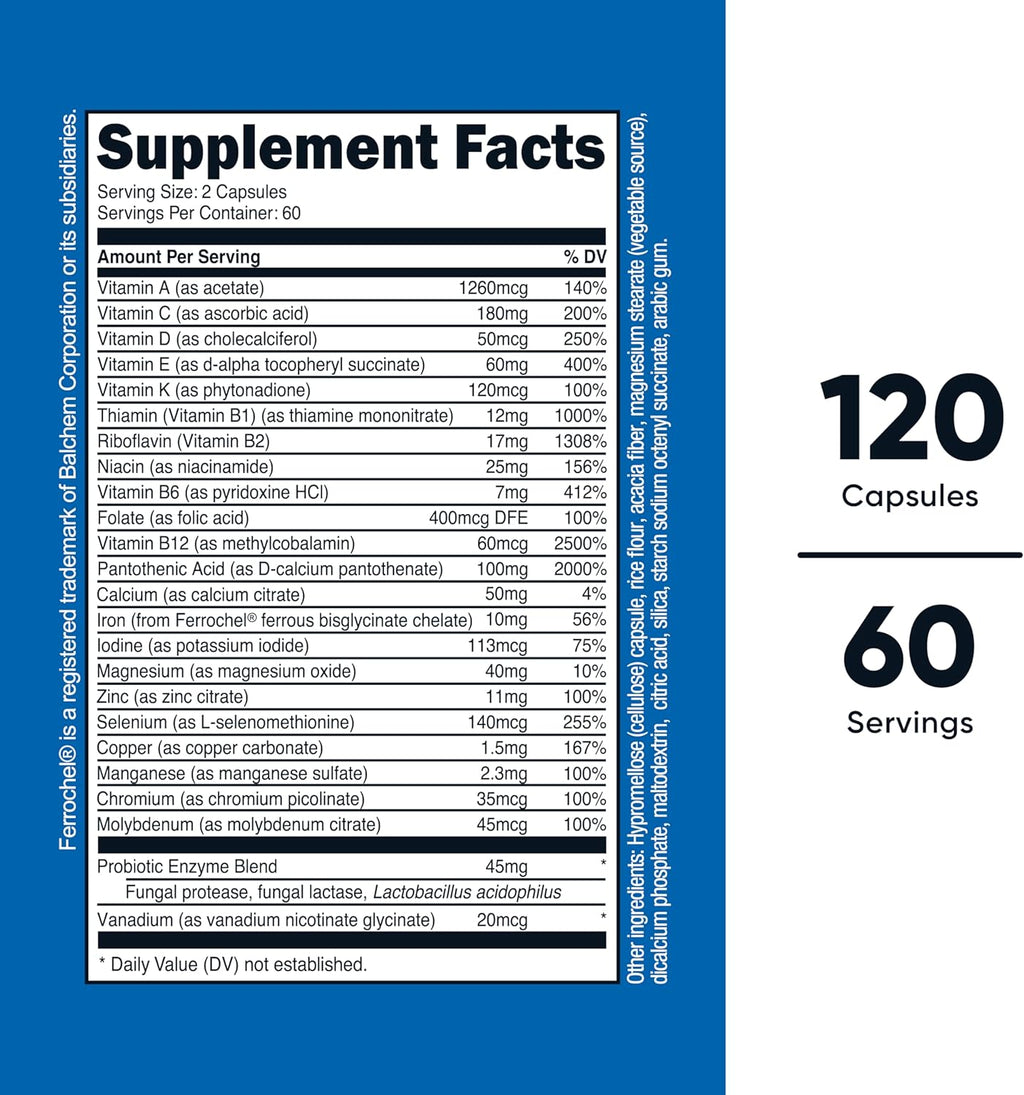 Nutricost Multivitamin with Probiotics 120 Vegetarian Capsules (2 Bottles)