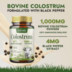 Built by Nature Suplemento de Calostro Bovino, 120 Cápsulas - 1000 mg de Polvo de Calostro de Pasto, 20% IgG