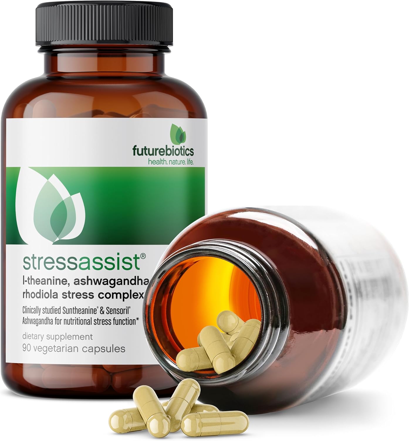 Futurebiotics StressAssist Complexo Anti-Estrés con L-teanina, Ashwagandha y Rhodiola - 90 Cápsulas Vegetarianas