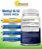 aSquared Nutrition Vitamin B12 5000 mcg with Methylcobalamin - 120 Tablets