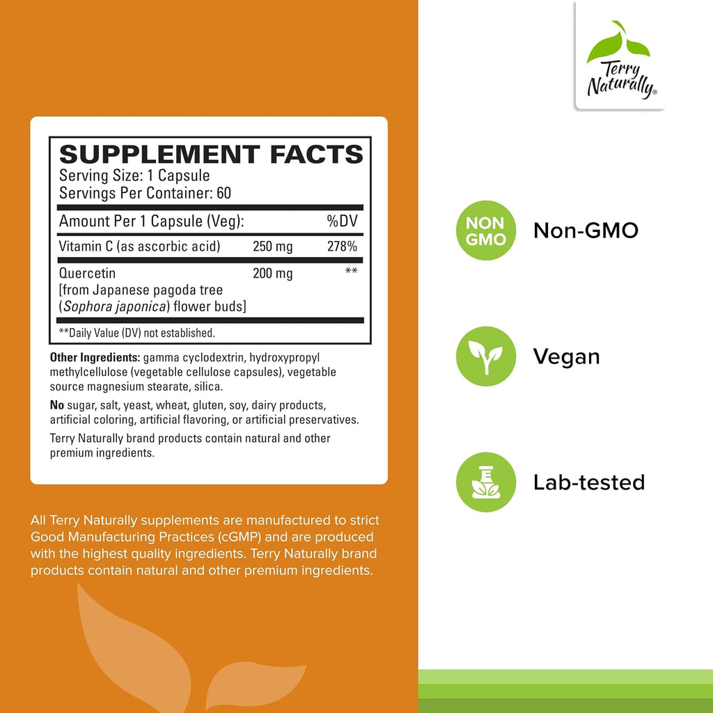 Terry Naturally EuroPharma Quercetin with Vitamin C Extra Strength - Ultra Absorption 60 Cápsulas