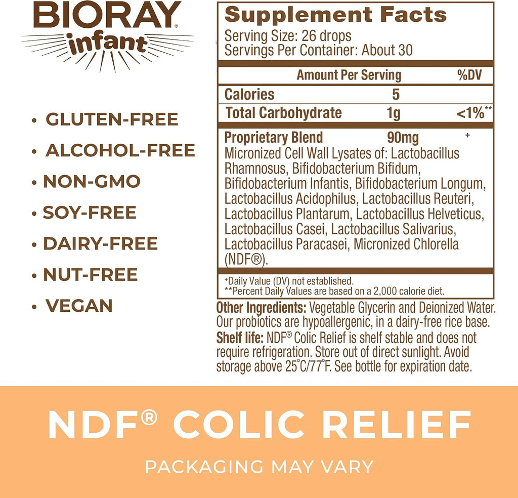 BIORAY Infant NDF Colic Relief - 1 fl oz - Alivio de Cólicos con 11 Cepas Probióticas