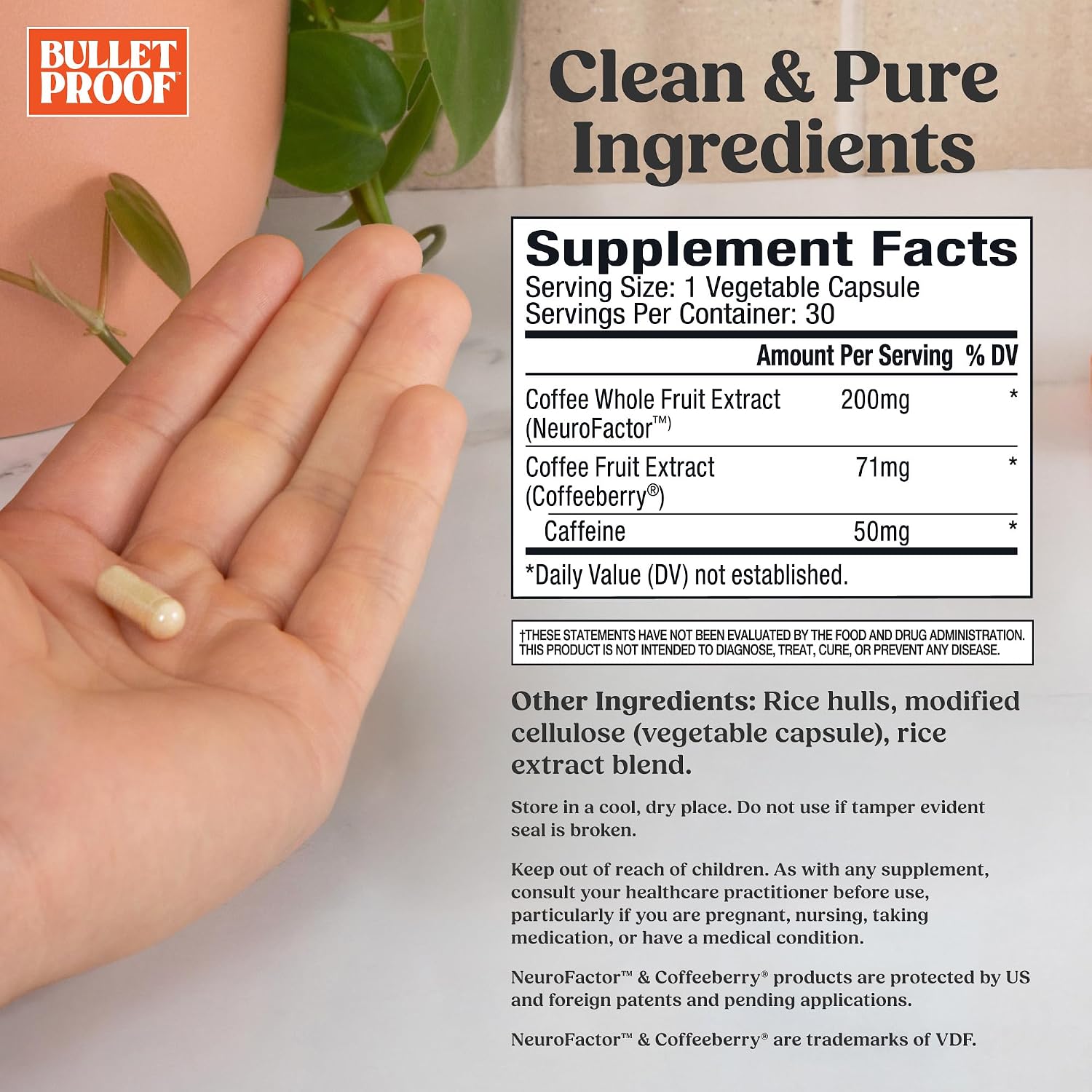 Bulletproof Energy and Focus Cápsulas, 30 Unidades – Suplemento de Cafeína Natural para la Concentración y Memoria