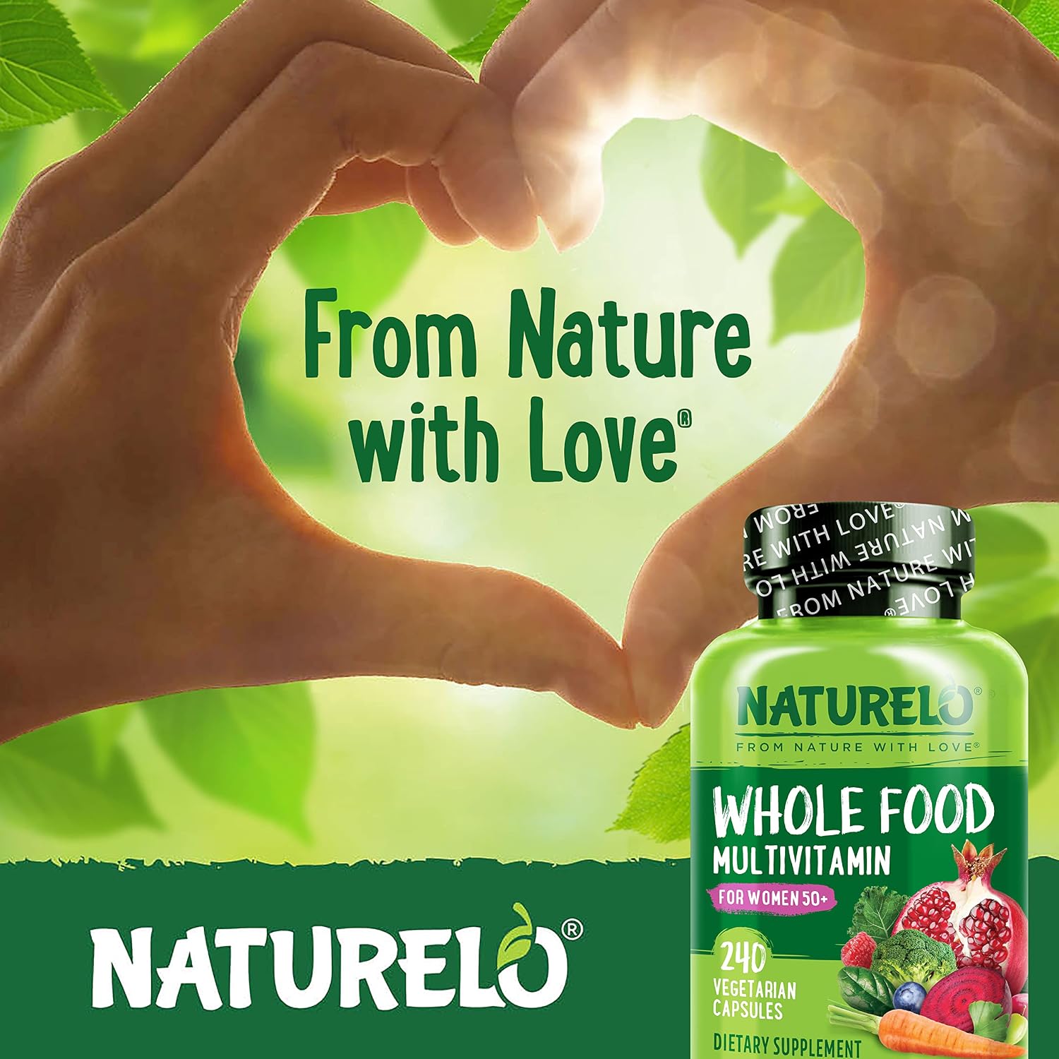 NATURELO Multivitamínico para Mujeres 50+ Sin Hierro - 240 Cápsulas Veganas