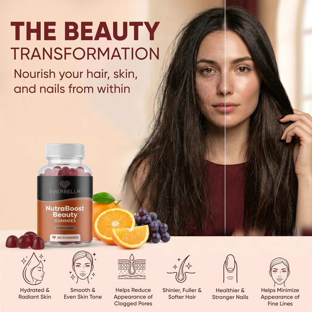 NutraBoost Beauty Gummies - Gominolas de Belleza con Biotina, Vitamina C y Aminoácidos