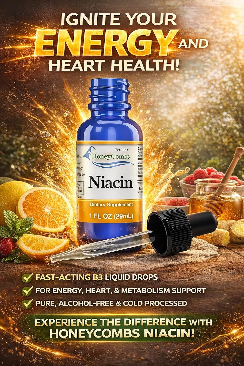 HoneyCombs Vitamina B3 Niacinamida Líquida - 1 oz