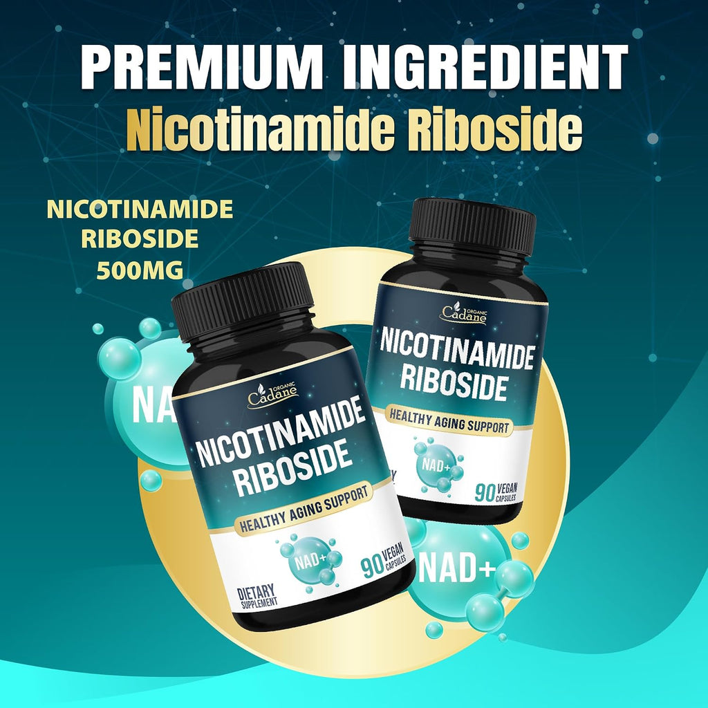 Organic Cadane Nicotinamida Ribósido 500mg | Apoyo Salud Celular | Vegano, No-GMO | 90 Cápsulas