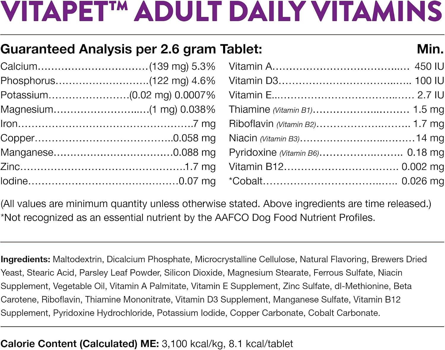 NaturVet VitaPet Adult Daily Vitamins for Dogs With Breath Aid – 60 Comprimidos Masticables