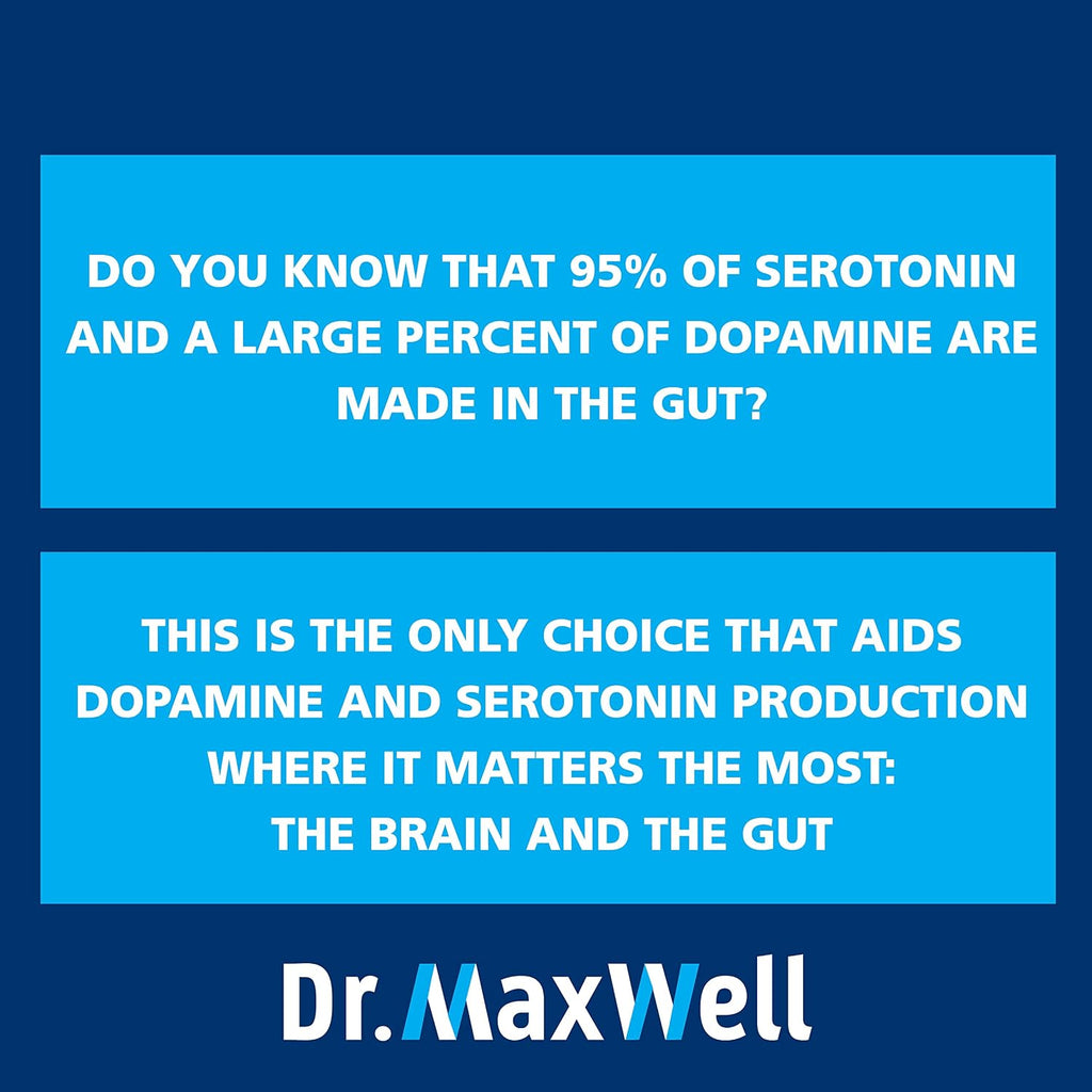 Dr. Maxwell Serotonina y Dopamina - Suplemento 5 en 1 con Probiótico para el Estado de Ánimo, Relajación y Concentración, 60 Cápsulas