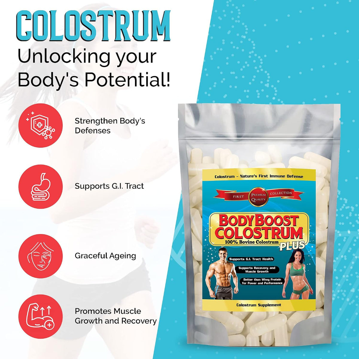 BodyBoost Calostro Bovino en Cápsulas - 100% Polvo de Calostro Bovino - 150 Cápsulas – Image 2