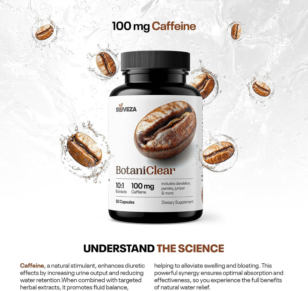 Suveza BotaniClear – Pastillas de Agua con Vitamina B6 y Extractos Herbales para la Retención de Líquidos