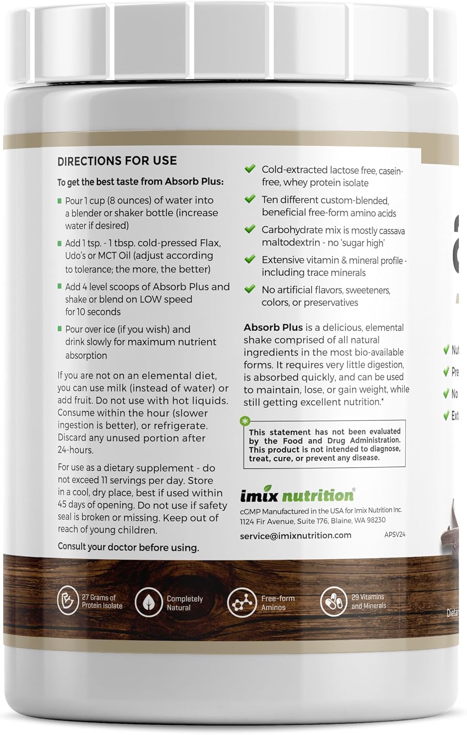 Isolate Protein - Suplemento dietético para mejorar la salud intestinal y aporte nutricional extra, sin OMG, sin gluten, sin lactosa, sin caseína (2.2 lbs, Vainilla Simple)