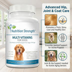 Multivitamínicos para perros, apoyo vitamínico y mineral diario, suplemento nutricional para todas las razas y tamaños, promueve la salud inmunológica, 120 comprimidos masticables
