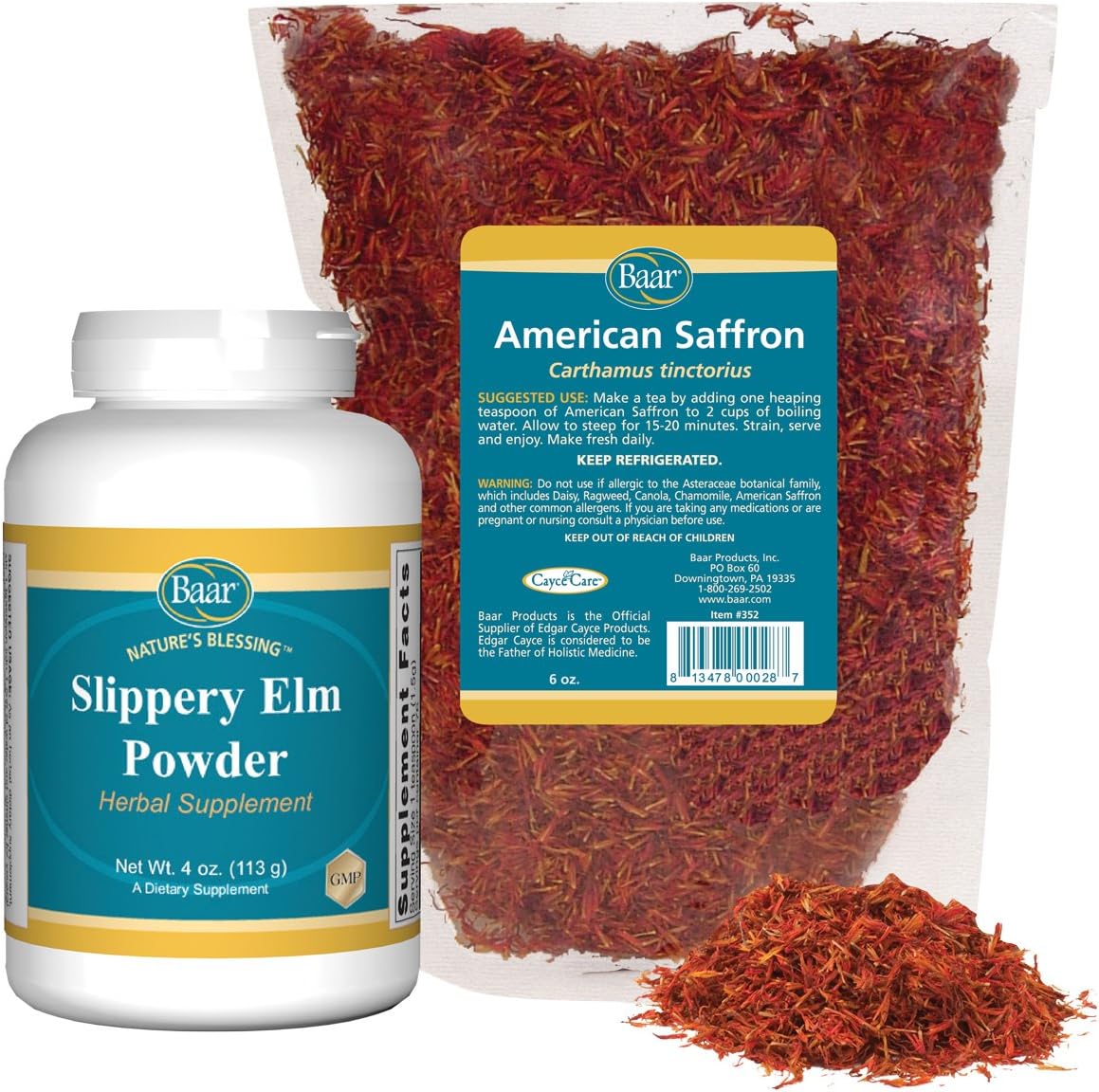 Baar Kit de Té de Azafrán Americano y Polvo de Olmo Resbaladizo – 170 g de Azafrán y 113 g de Olmo