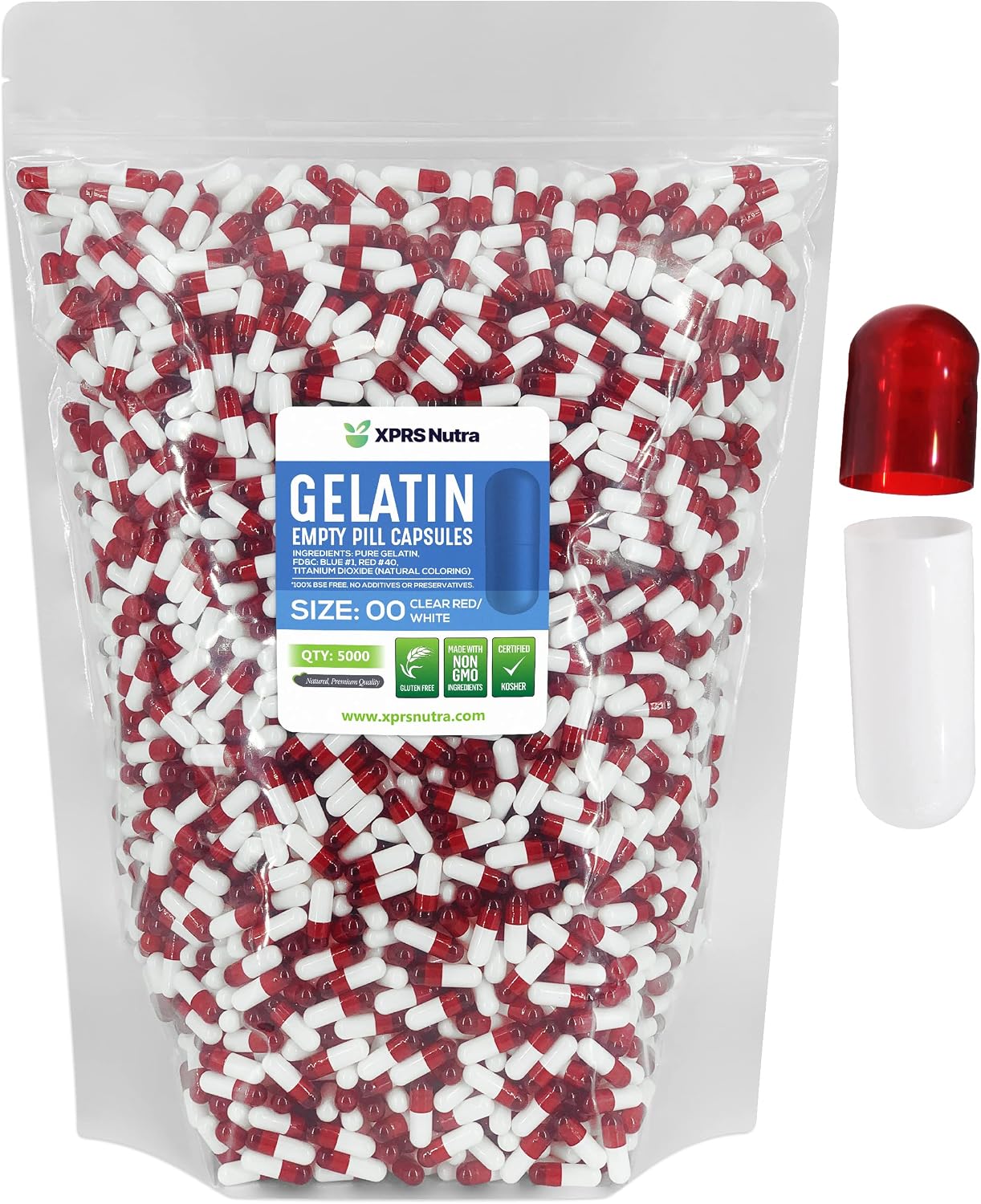 Cápsulas Vacías Tamaño 00 - 5000 Unidades - Cápsulas de Gelatina para Rellenar - XPRS Nutra (Rosa)