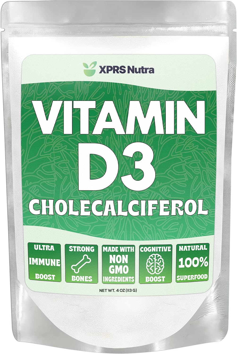XPRS Nutra Vitamina D3 en Polvo (Colecalciferol) – Sin Sabor, 113 g (4 oz)