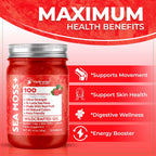 Gel de Sea Moss Silvestre con Sabor a Fresa - Superalimento Rico en Vitaminas y Minerales - Apoyo Inmunitario y Digestivo - 283 g