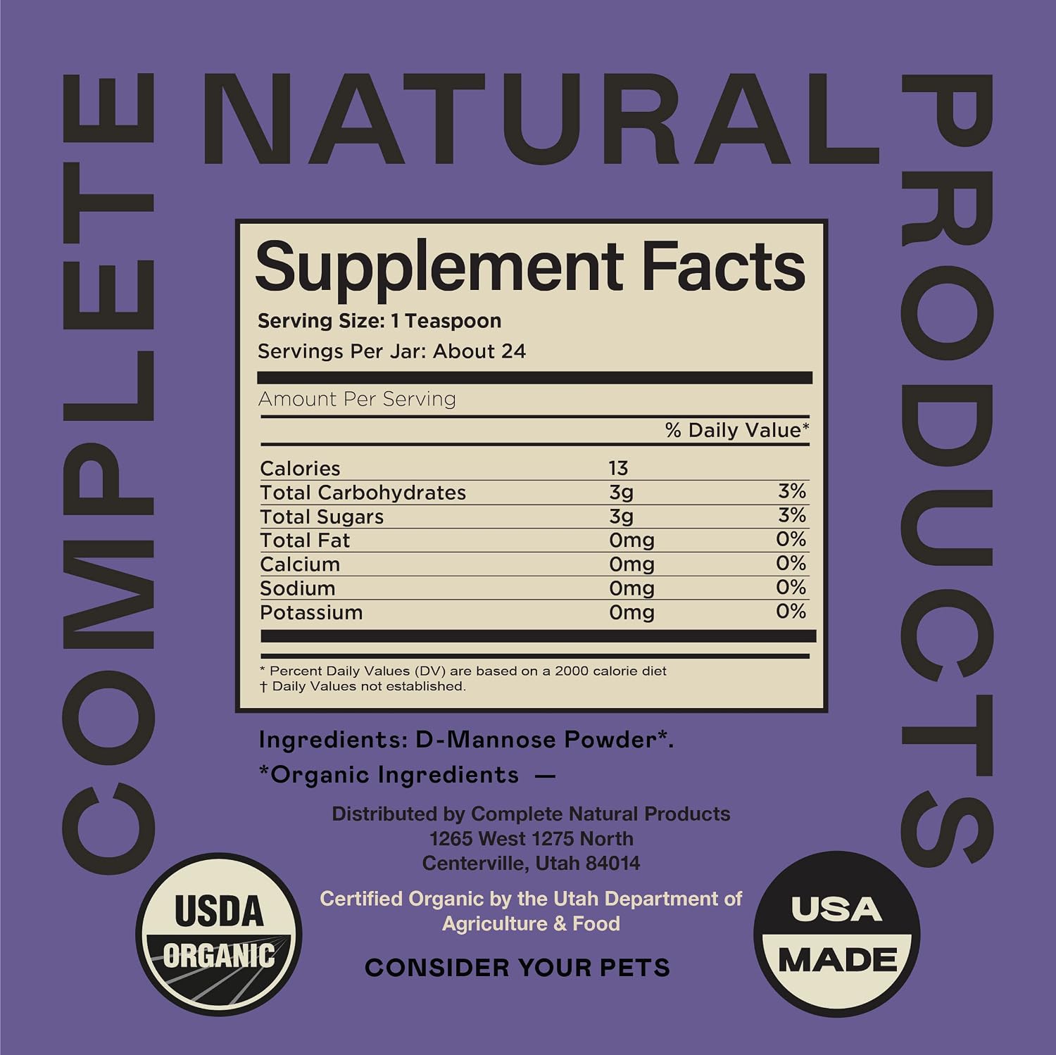 CNP Organic D'Mannose Powder for Pets 4oz - Polvo de D-Mannosa Orgánica para Perros y Gatos
