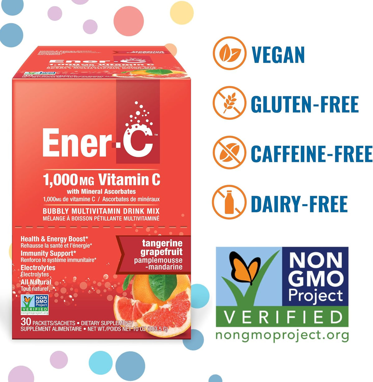Ener-C Mezcla Multivitamínica de Mandarina y Pomelo con 1000mg de Vitamina C, 60 sobres – Image 3