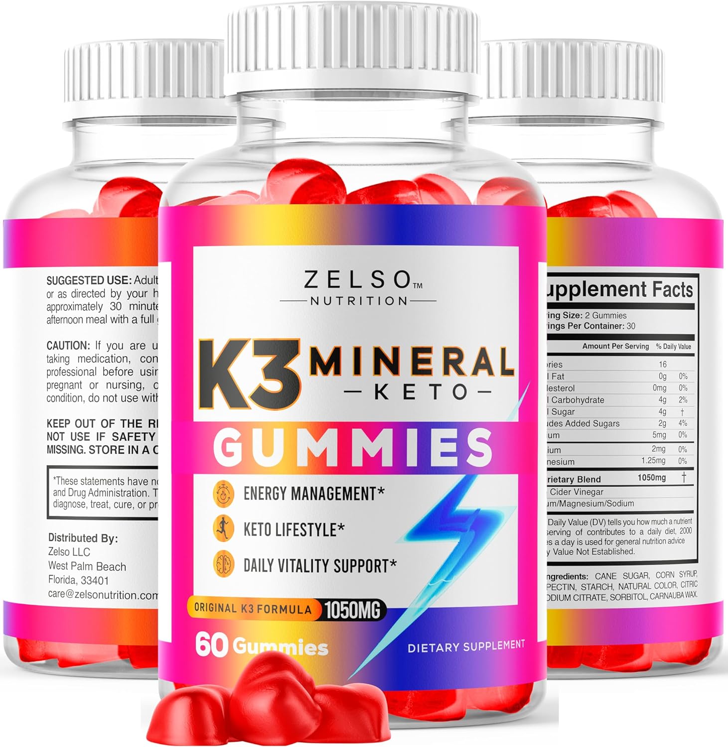 K3 Mineral Keto Gummies - 120 Gominolas (2 Paquetes)