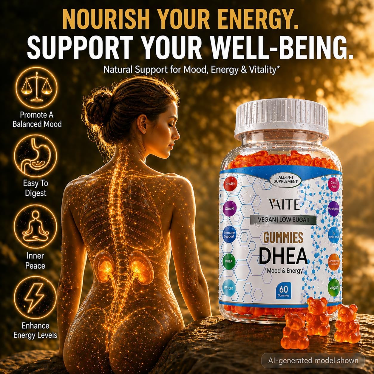 VAITE DHEA 50mg Gominolas para Hombres y Mujeres – 60 Unidades