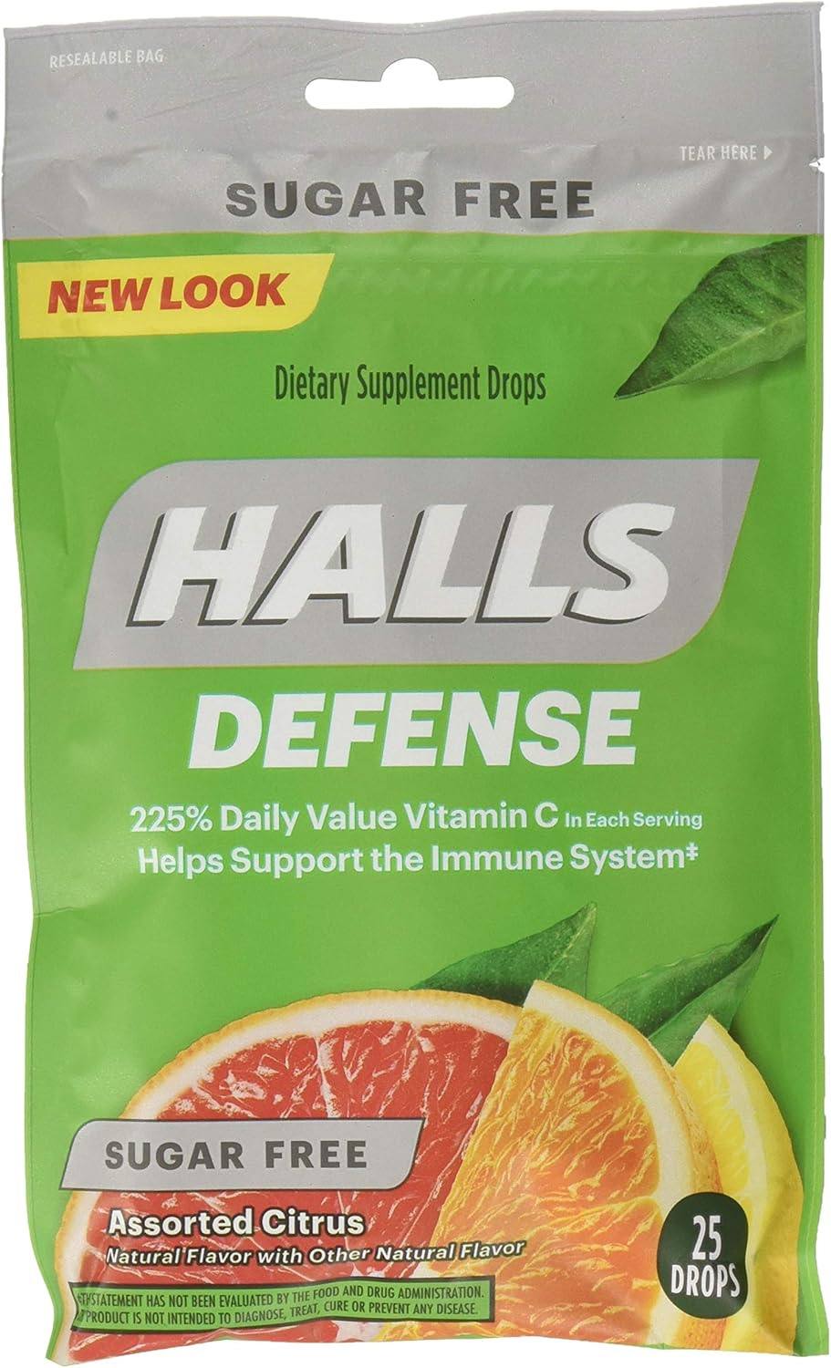 Halls Defense Sin Azúcar Surtido Cítrico 25 Caramelos