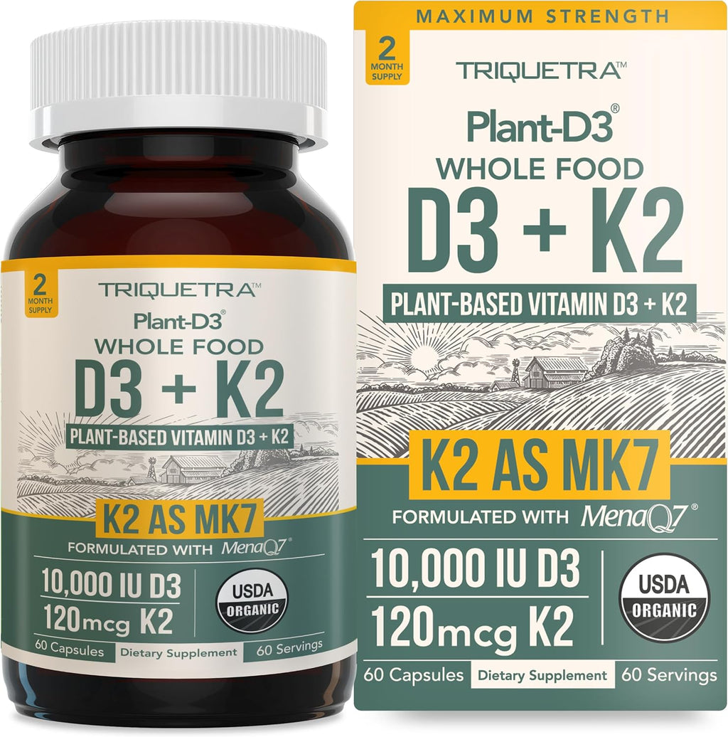 Vitamina D3 K2 Orgánica 10000 UI + 120 mcg MK-7 - Gotas Sublinguales - Triquetra Health