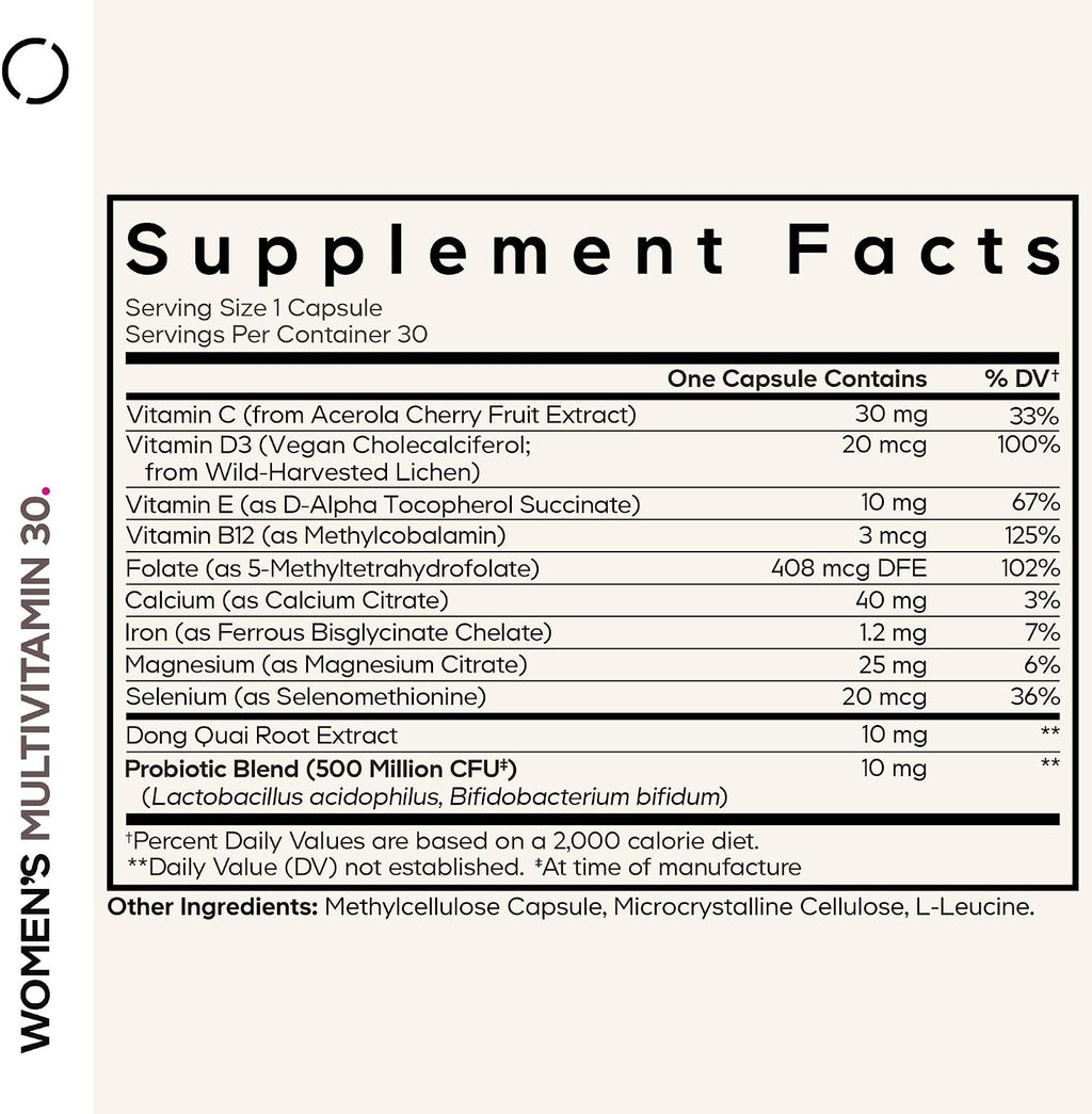 Codeage Women’s Multivitamin – Multivitamínico Completo para Mujeres con Vitaminas, Minerales, Dong Quai y Probióticos – 30 Cápsulas