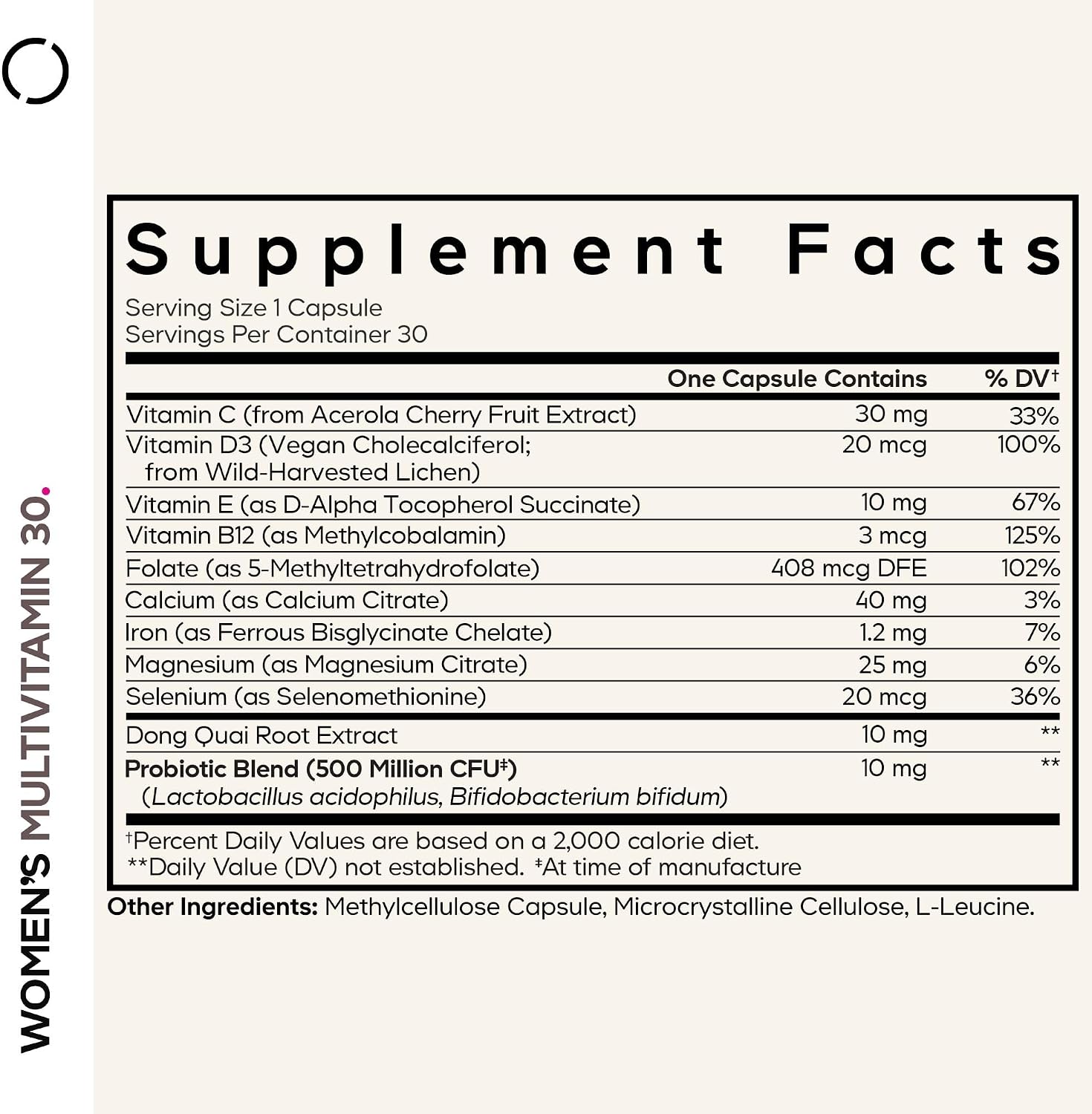 Codeage Women’s Multivitamin – Multivitamínico Completo para Mujeres con Vitaminas, Minerales, Dong Quai y Probióticos – 30 Cápsulas