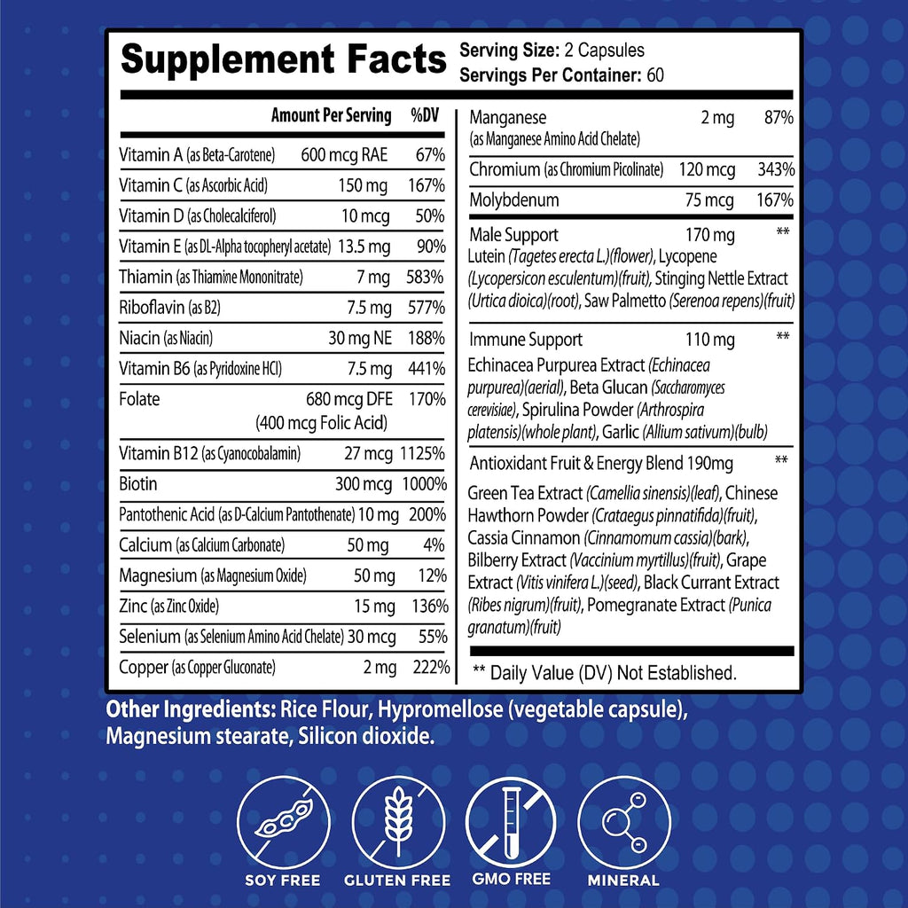 Gusevit Multivitamínico 35 en 1 para Hombres - 120 Cápsulas