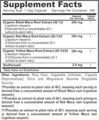NusaPure Maca Root Negra, Roja y Amarilla - 180 Cápsulas Veganas (750 mg)