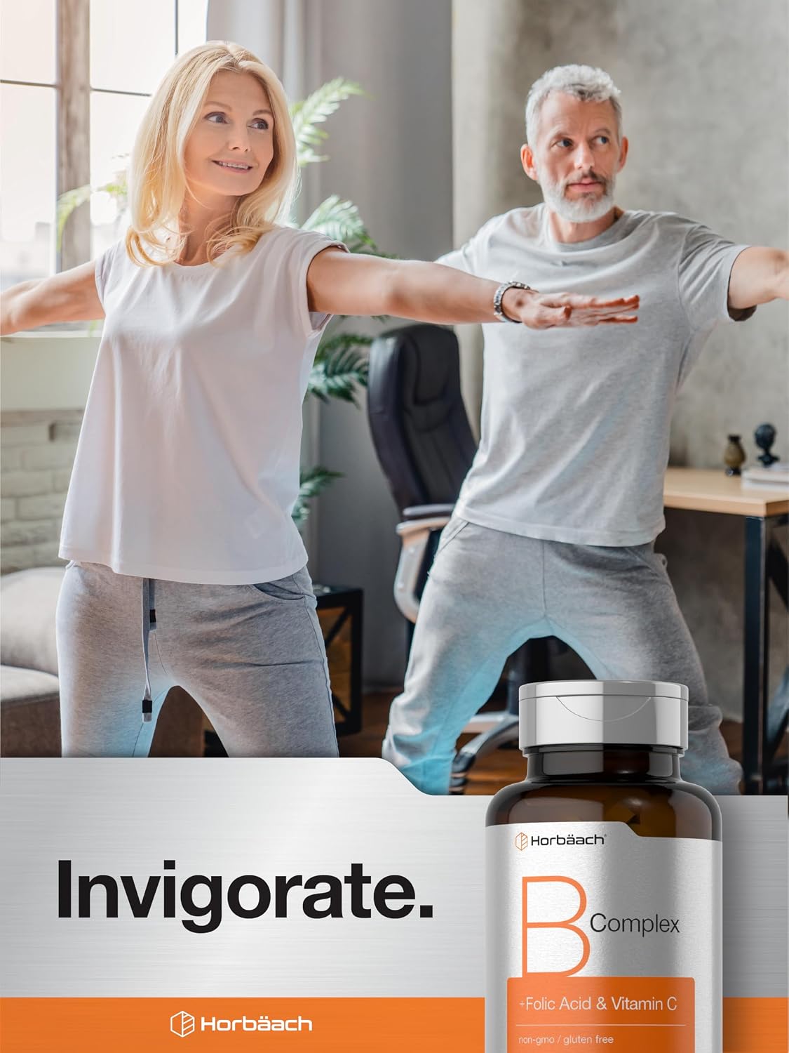 Horbaach Complejo B para Mujeres y Hombres | 150 Comprimidos | con Ácido Fólico y Vitamina C | Suplemento Sin Gluten y No Transgénico