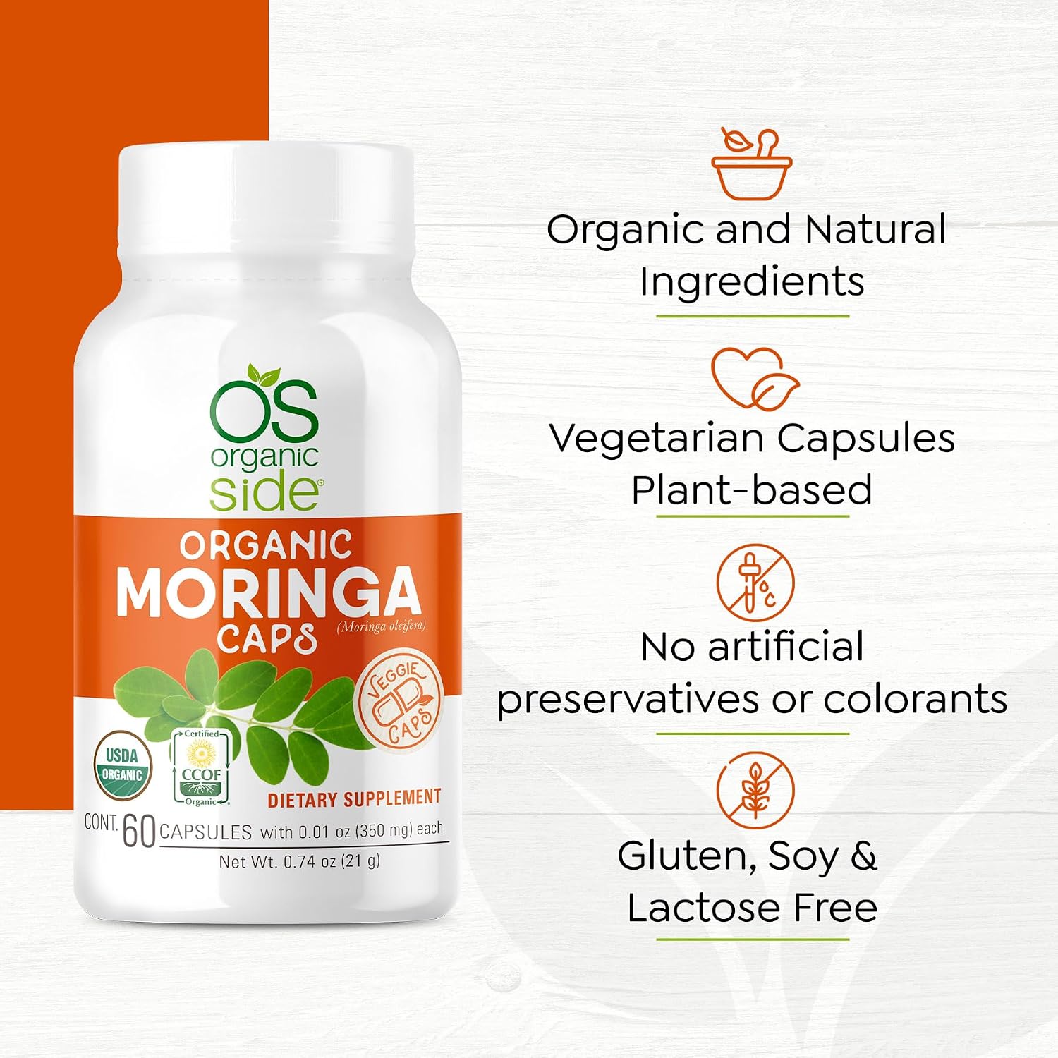 Cápsulas de Moringa Orgánica | 60 Cápsulas