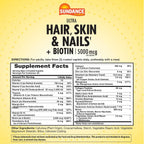 Sundance Vitamins Hair, Skin & Nails - 5000mcg Biotin with Collagen - 60 Coated Caplets - Gluten-Free & Non-GMO