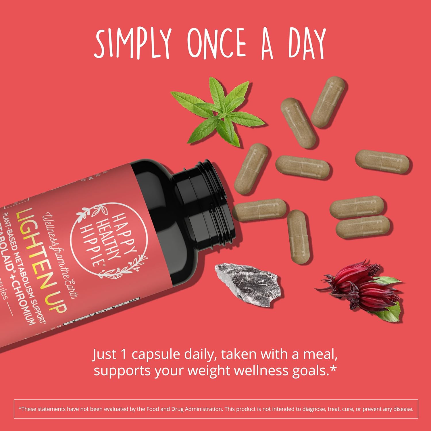 Happy Healthy Hippie Lighten Up - Complemento GLP-1 con Metabolaid y Cromo - 30 Cápsulas Veganas