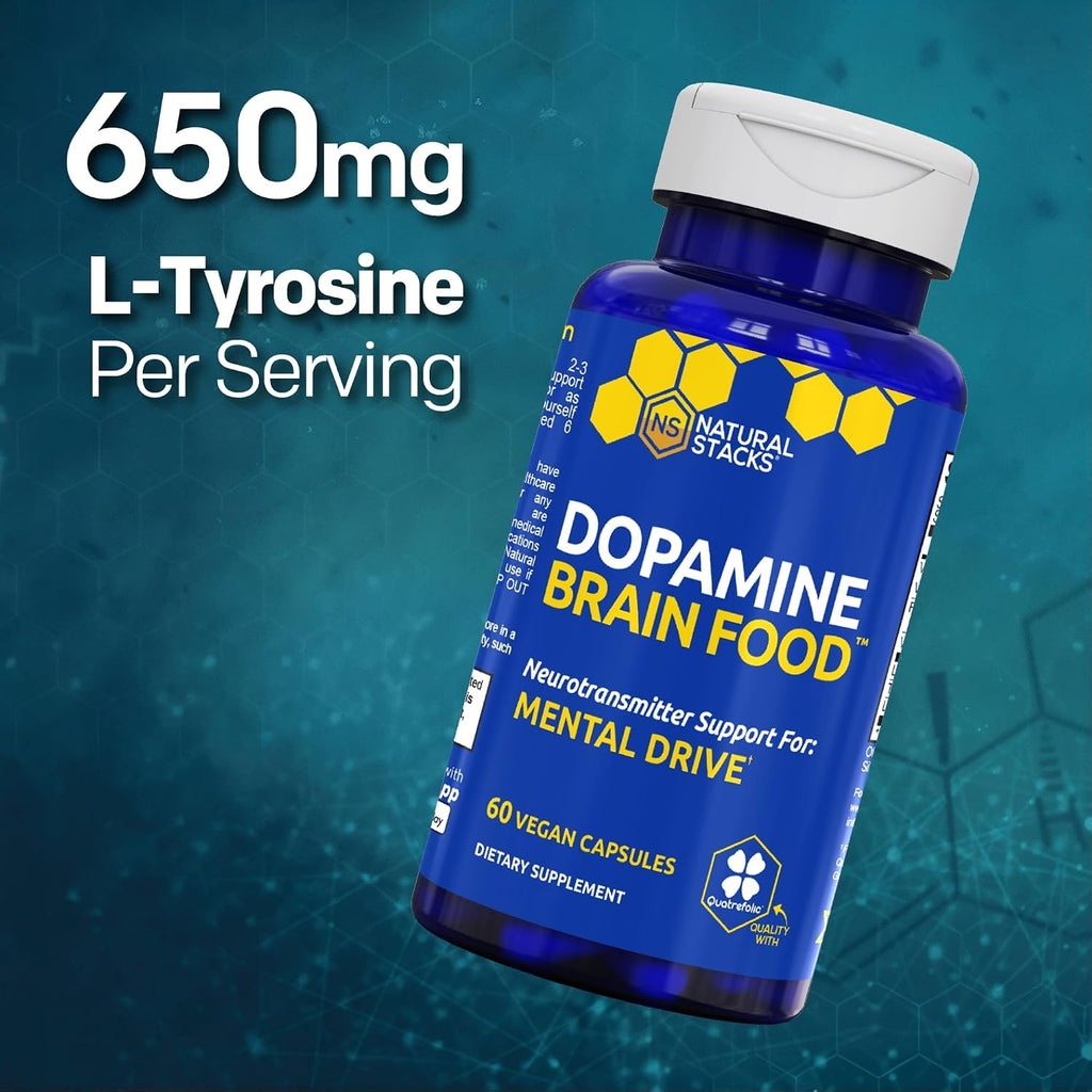 Natural Stacks Dopamine Brain Food - 650mg L-Tirosina - 60 Cápsulas