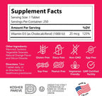 Zahler Junior D3 Vitamins 1000 IU - Vitamina D3 masticable para niños, sabor naranja, 250 comprimidos