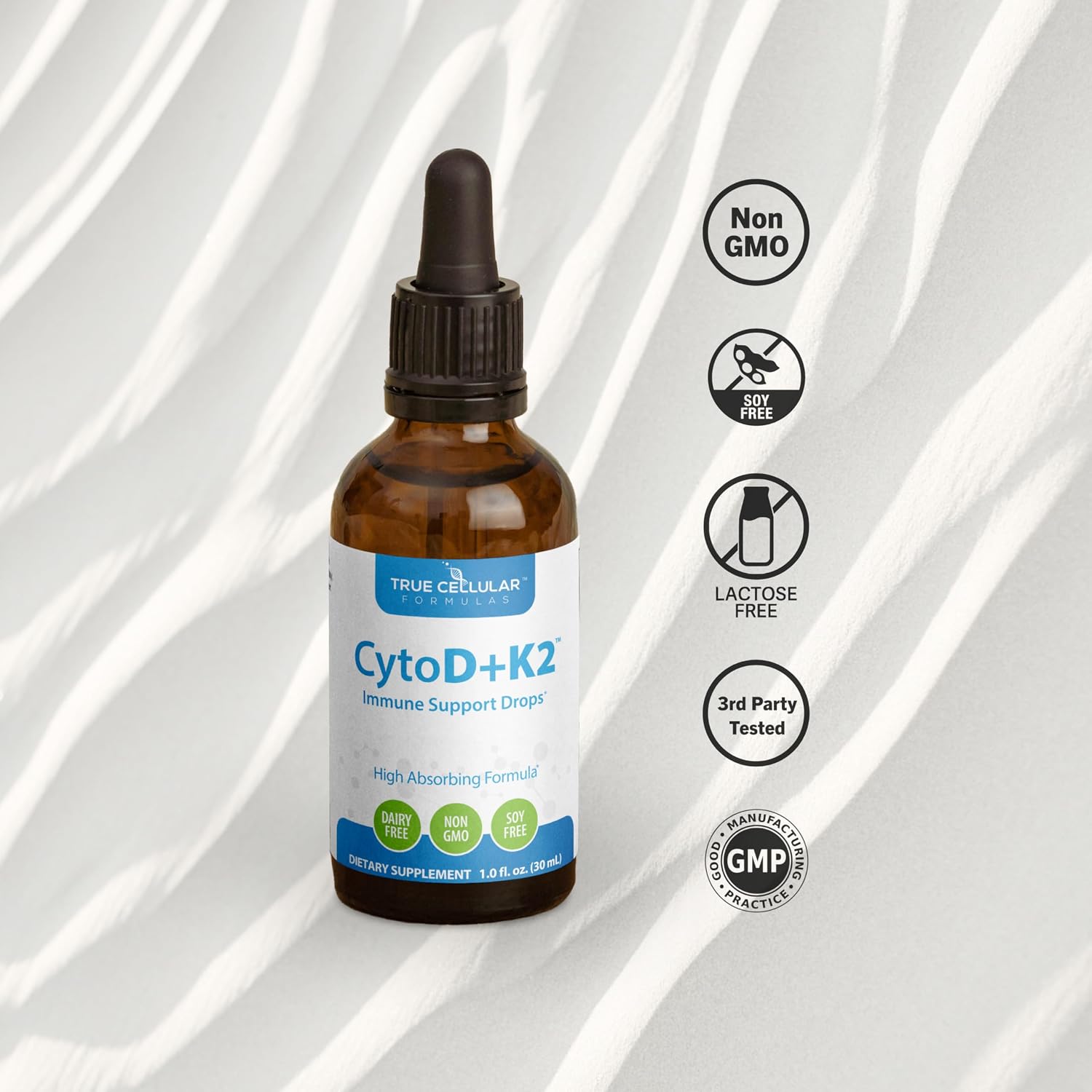 True Cellular Formulas Vitamina D3 2200 UI + K2 MK-7 Gotas Líquidas