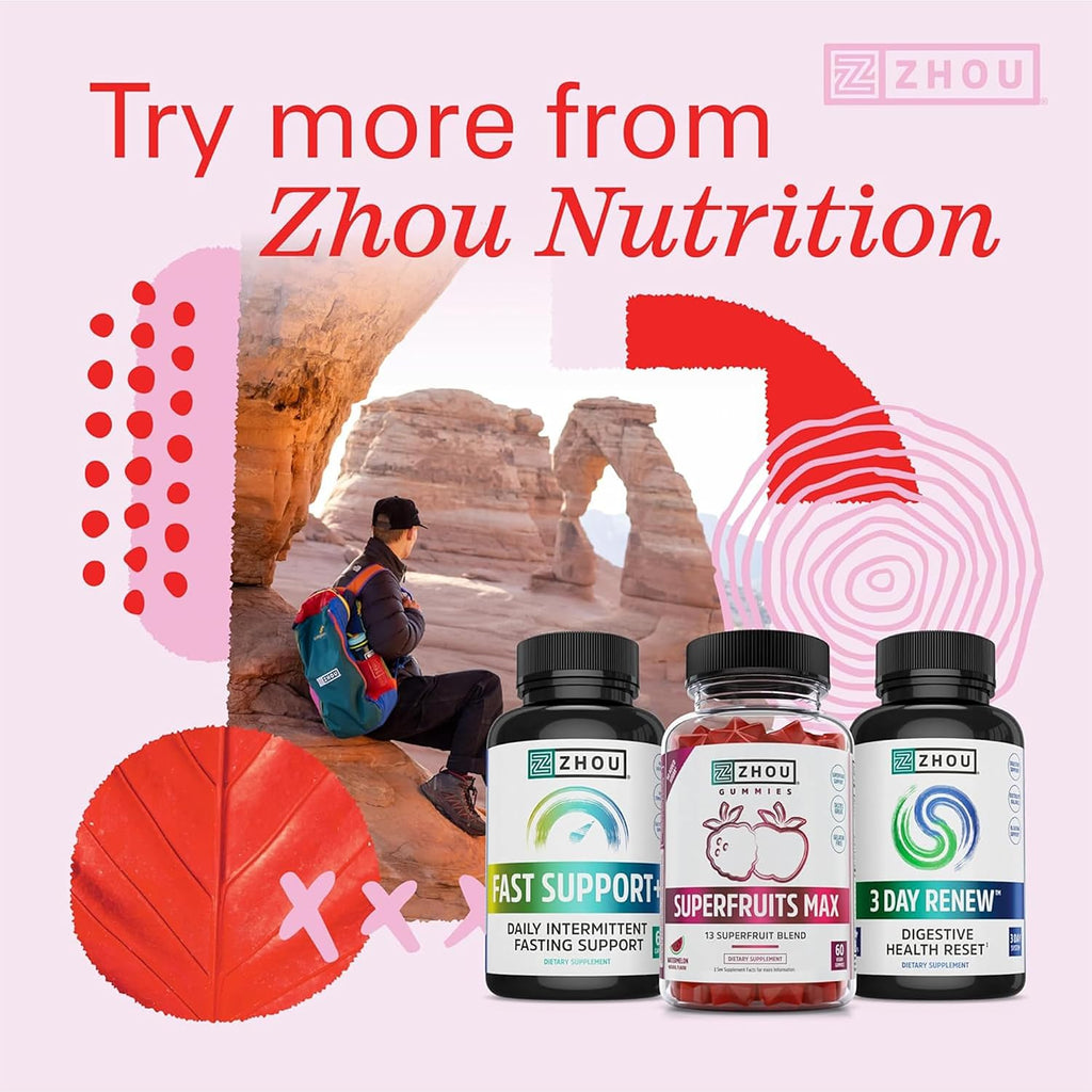 Zhou Multivitamínico Vegano para Mujeres y Hombres, Suplemento Diario con Hierro y Zinc - 60 Cápsulas Vegetales