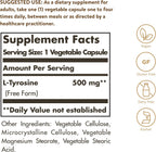 Solgar L-Tirosina 500 mg - 100 Cápsulas Vegetales - Apoyo al Sistema Nervioso - Vegano, Sin Gluten, Sin Lácteos, Kosher