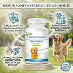 Nutrition Strength Zinc para Perros - Apoyo a la Piel y el Pelaje, Crecimiento Normal, Función Inmune y Metabolismo Celular, con Biotina, Folato, Selenio y Vitamina E, 120 Comprimidos Masticables