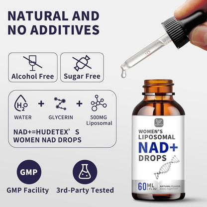 Women's NAD Liquid Supplement, Pure 500mg – La niacina contribuye al mantenimiento de la piel y las mucosas en – Image 4