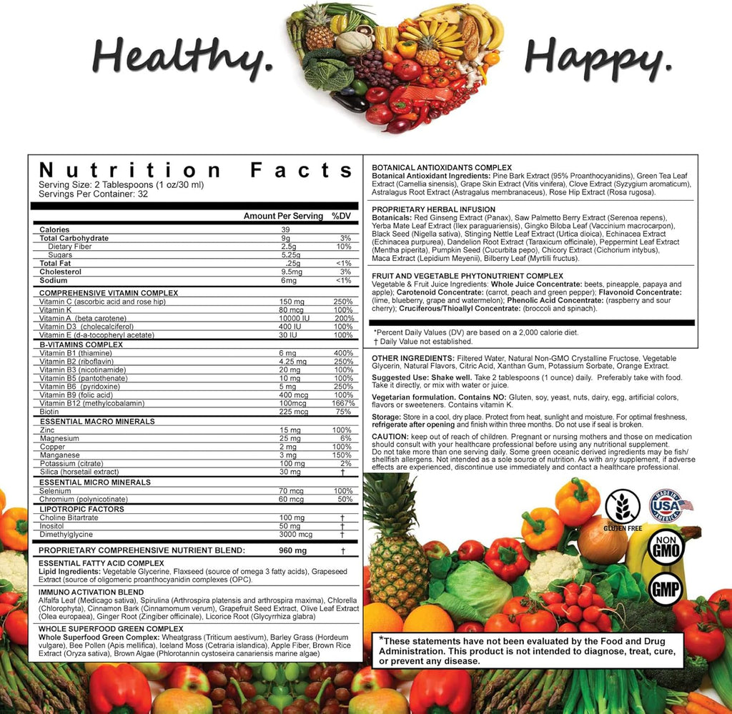 LiquiVive Liquid Vitamins Mega Nutrition - Multivitamínico Líquido Vegano, 946 ml
