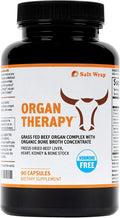 SaltWrap Organ Therapy - Complejo de Órganos de Res Alimentados con Pasto con Caldo de Huesos Orgánico (90 Cápsulas)
