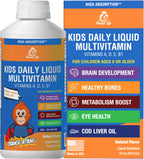 Amore Life Multivitamínico Líquido para Niños - Vitaminas A, D, E, B1 con Aceite de Hígado de Bacalao - Sabor Naranja - 473 ml