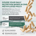 Wild Methylated Multivitamin for Women & Men | Multivitamínico Diario Metilado Sin Hierro | 60 Cápsulas