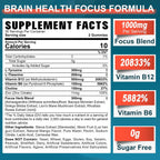 NEVISS Gominolas Brain Focus Sin Azúcar - L-Tirosina 300mg, L-Teanina 200mg, Vitamina B6 100mg, B12 500mcg, Ginkgo Biloba, Rhodiola Rosea, Lion's Mane - 1 Pack