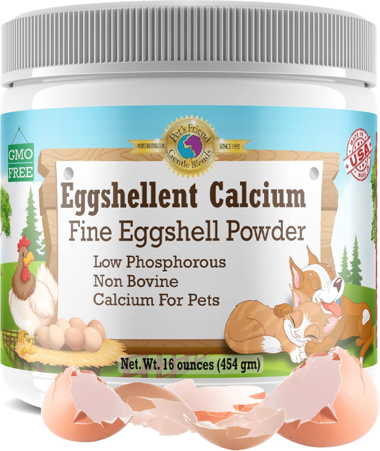 Eggshellent Calcium - Polvo de cáscara de huevo para perros y gatos - 454 g