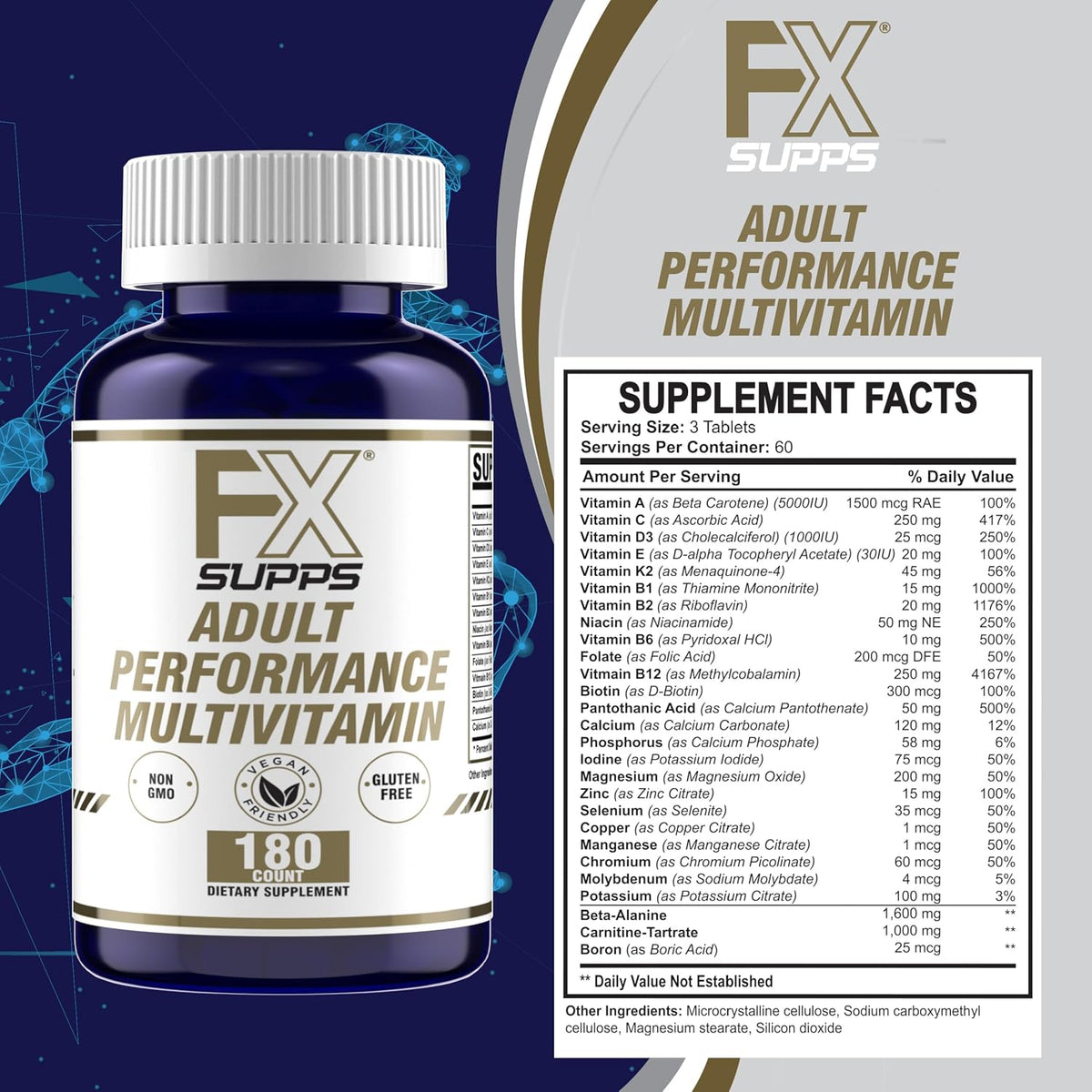 FXSUPPS Performance Multi-Vitamin con – Mantenimiento de la salud ósea: Según el fabricante, está enriquecido con – Image 2