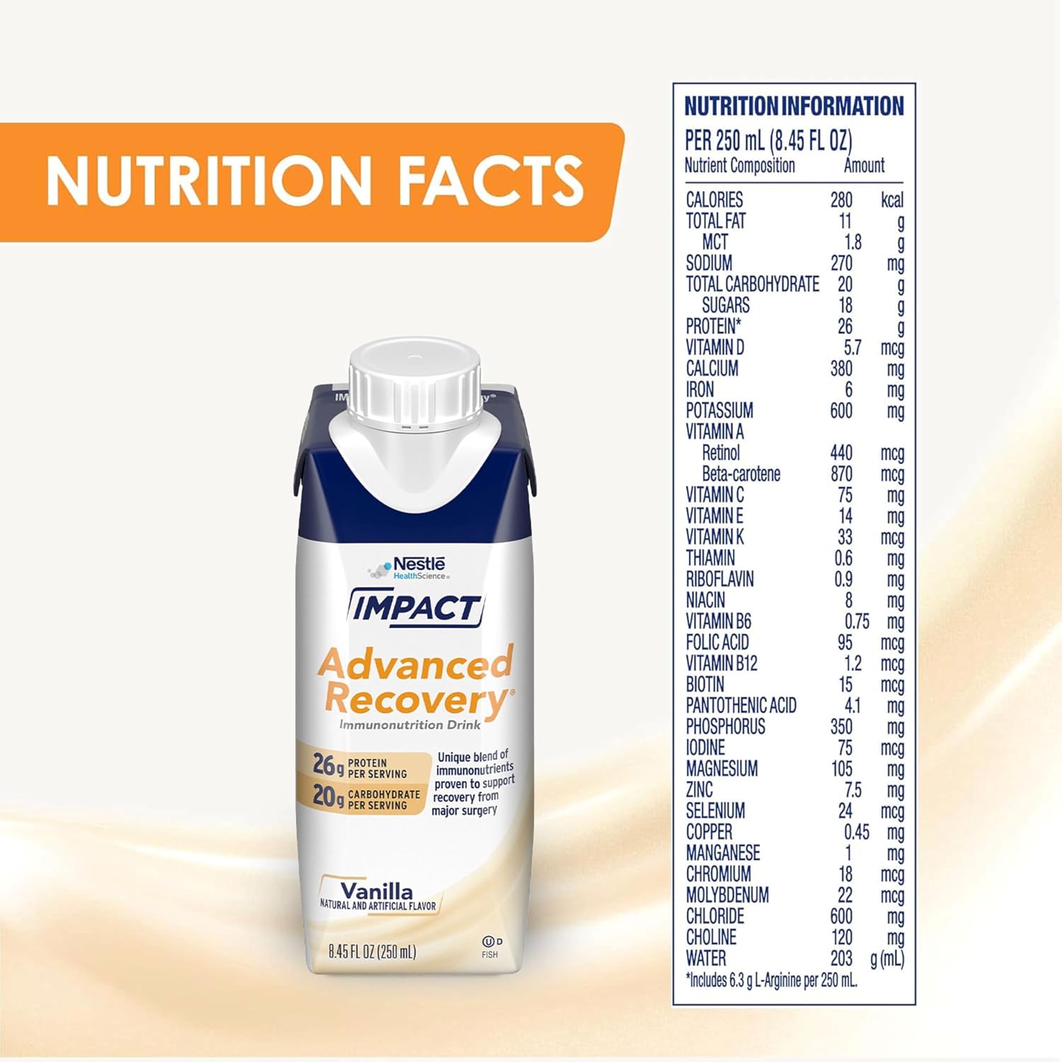 Nestlé Impact Advanced Recovery Bebida Inmunonutricional Vainilla 8.45 oz (250 ml) Paquete de 10